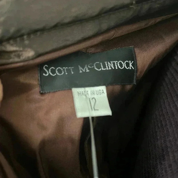 [12]Vintage Scott McClintock Brown Satin Open Neck Dress  Jacket - Picture 9 of 11